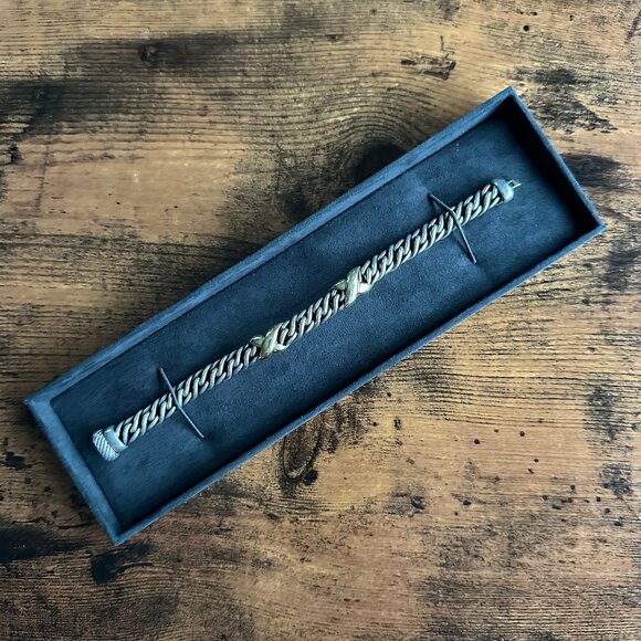 David Yurman Lyrica Double X Chain Bracelet w/ 18K Yellow Gold - 8mm - 7.5" - Picture 1 of 16